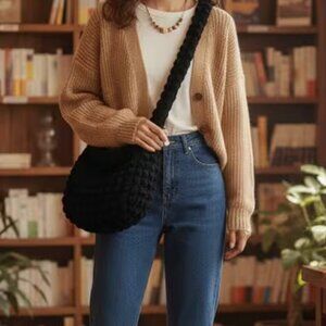 Black Knit Popcorn Bag Soft